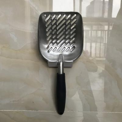 China Polished Aluminum Cat Litter Shovel with Strip Handle 350x140x50mm for sale