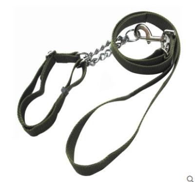 China 2021 New Viable Durable Army Green Harness Large Round Braided Dog Leash Harness Set for sale