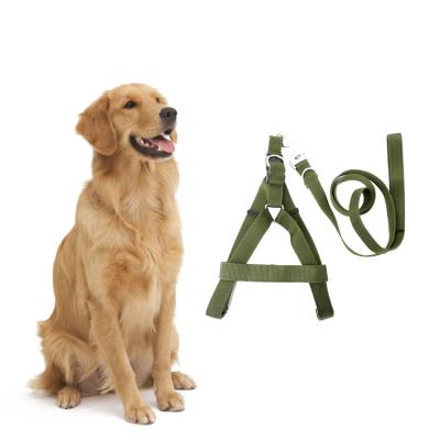 China 2021 New Viable Durable Army Green Harness Large Round Braided Dog Leash Harness Set for sale