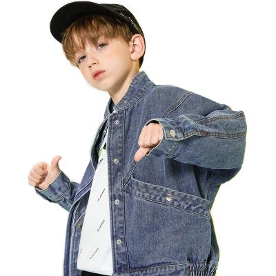 China Anti-wrinkle wholesale OEM service for kids clothing newest fashion button kids denim jacket boys jacket for sale