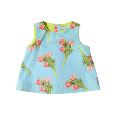 China 2021 Baby Toddler Kids Breathable Clothing Blouse Soft Fabric Custom Printed Kids Tops Sleeveless Blouses for sale