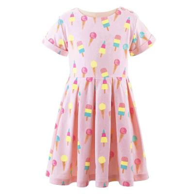 China Canton brand boutique breathable children wear girls dresses 6-14 years old lovely cute ice cream printing girls' dresses (old) for sale