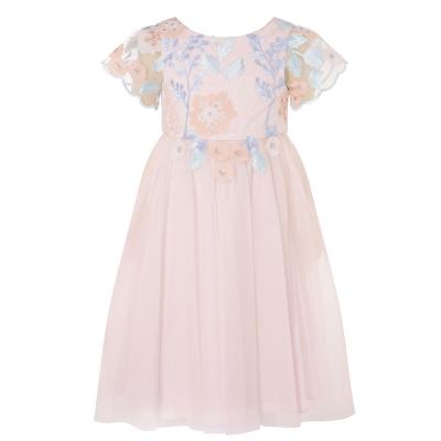 China Breathable Baby Party Pink Color Private Label Dresses Girl Pagent With Big Bow To Back Party Girls Boutique Style Child Dress With Tulle for sale