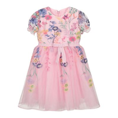 China Private label breathable rose mesh with flower print colorful baby princess wedding dress for kids brand princes dresses for girls for sale