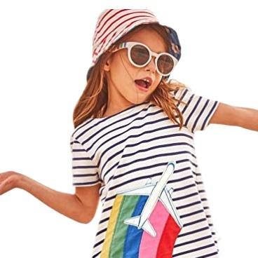 China round collar printing rainbow dress fashion customized parride european style girls for sale