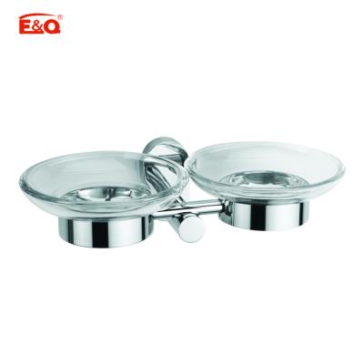 China Modern Sanitary Bathroom Fittings And Accessories Metal Double Glass Head Soap Dish for sale