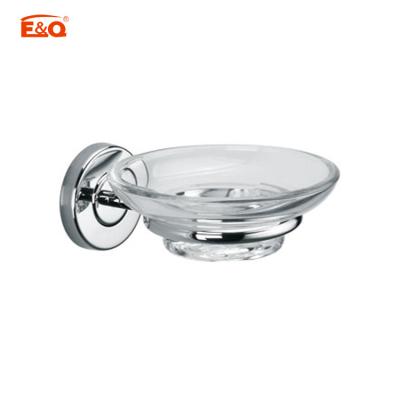 China Modern Bathroom Toiletries Container Round Shape Soap Glass Art Deco Style Dish for sale