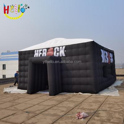 China event & Party Supply Advertising Inflatable Tent Printed Giant Black Inflatable Cube Tent for sale