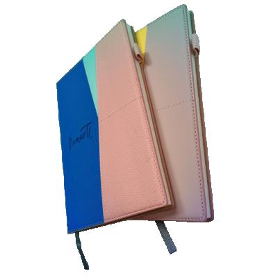 China Planner printed logo PU pockets diary colorful hardcover notebook leather agenda agenda with pen loop leather notebook for sale