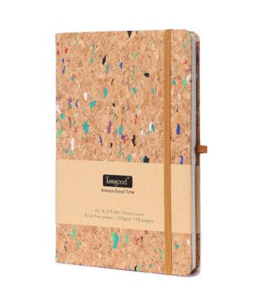 China Handmade Soft Cork Cover Notebook A5 Hardcover Notebook Cork Cover Notebook Material Cork Cover Journal with Elastic Band and Pen Loop for sale