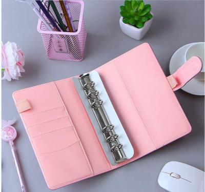 China Leather Cover 6 Ring Hardcover Book Travelers Factory Refill Journal A5/A6 PU Glitter Binder With Buckle For Closure for sale