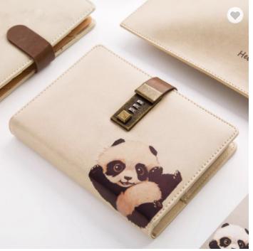 China Hardcover Book Diary Printing Leather Cover Diary With Password For Closure PU Notebook Agenda With Loose Leaf Ring Binding Card Slots And Pocket pen loop for sale