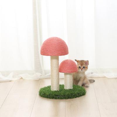 China Sustainable Sustainable Pet Kitten Mushroom Shape Cat Scratching Sisal And Wooden Scratcher for sale