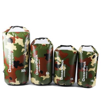 China 500D PVC tarpaulin manufacturer PVC tarpaulin ocean package dry bag (can be customized) waterproof dry camouflage goods camouflage dry bag for sale