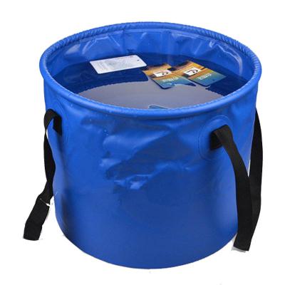 China Outdoor Accessories Fishing Folding Bucket Car Daily Wash Carry Outdoor Activities Bucket Easy With Band Belt for sale