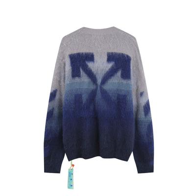 China Custom 100% Fuzzy Mohair Jacquard Mens Sweater Mens Mohair AiNear Logo Anti-Wrinkle Knitted Sweater Mohair Knitted Sweaters for sale