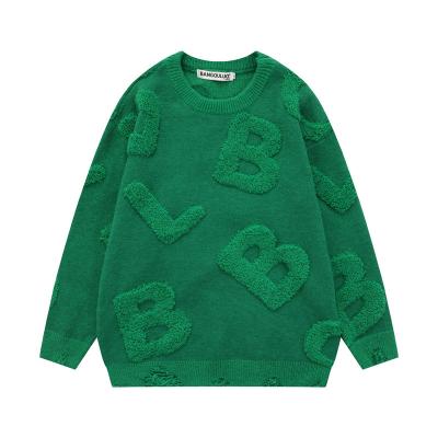 China Custom AiNear Logo Anti-wrinkle Sweater Pullover Polyester 3d Letter Jacquard Mens Knitted Sweaters Custom Men's Crewneck Sweaters for sale