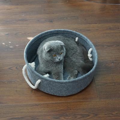 China Large Round Shape Sustainable Kennel Felt Pet Bed Nest For Dog Cat Pet House for sale