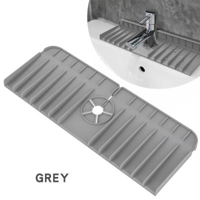 China Washable Faucet Mat Silicone Drip Protector Tray Splash Proof Drainage Practical Sink Tray Water Viable Drying Faucet Mat Set for sale