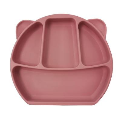 China 2022 Modern Cute Animal Shaped Non Slip Food Grade Reusable Cleavage Sticking Suction Silicone Dish Personalized Infant Dish for sale