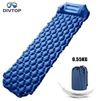 China With Built-in Outdoor Hand Pump Sleep Pad Inflating Camp Mat Hiking Mattress With Pillow for sale