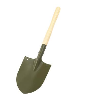 China Point Outdoor Camping Round Shovel Garden Shovel Survival Shovel With Wooden Handle for sale