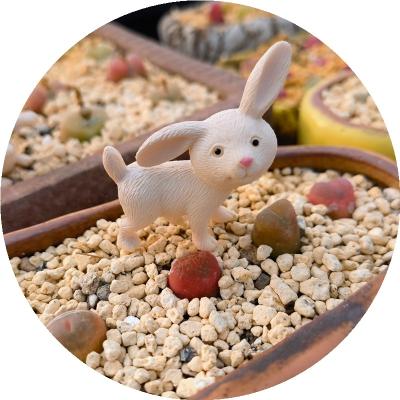 China White PVC PVCMiniature Bunny Rabbit Ornament Fairy Home Garden Supplies Figurine Plant Pot Decor for sale