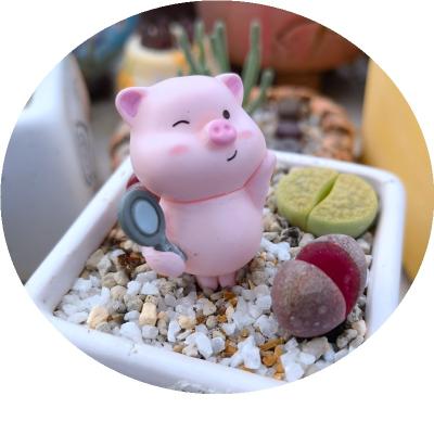 China Micro PVC Cartoon Pig Landscape PVC Open Trinkets Lace Doll Piggy Head Chinese Zodiac Pig Pendant Decoration Gifts Ornament for sale