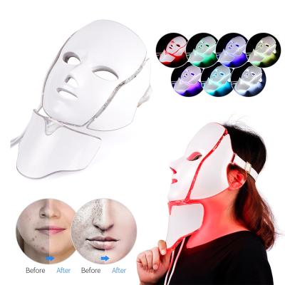 China Skin Tightening Red Light LED Mask With Neck Therapy PDT Beauty Therapy 7 Colors Peel Tighten Blood Vessels Removal Face Beauty Mask for sale