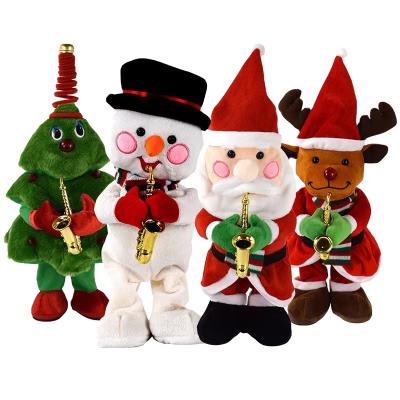 China New Santa Claus Stuffed Halloween Christmas Decor Elk Snowman Doll Toys Gifts Christmas Dancing Dancing Toy for sale