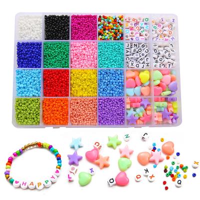 China 8200pcs Trendy Bead Kit Glass Seed Beads Heart Star Alphabet Letter Bead For Jewelry Bracelet Necklace Earring Making DIY for sale