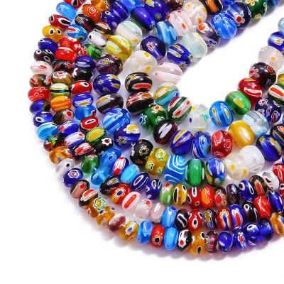 China Jewelry Making 8/10mm Mixed Colors Round Shape Flower Patterns Millefiori Flat Glass Lampwork Loose Open Beads For Necklace Bracelet Earring for sale