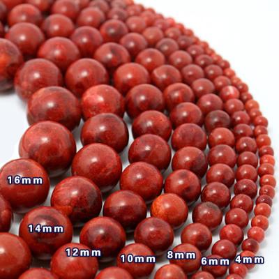 China DIY Jewelry Accessories Wholesale 6/8/10/12/14/16mm Natural Round Red Coral Beads Handmade Beads For Jewelry Making DIY Bracelet Necklace Hot Sale for sale