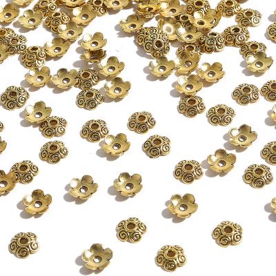 China Fashionable High Quality 50Pcs/lot Antique Gold Flower Spacer Bead Mixed End For Jewelry Making Findings DIY Charms Necklace Accessories for sale