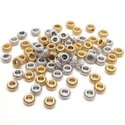 China 50pcs/lot 7*3mm Trendy Gold Silver Plated Oblate Beads Zinc Alloy Metal Spacer Beads For DIY Bracelet Necklace Jewelry Findings Making for sale