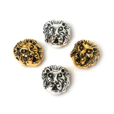 China 10PCS 11x12mm Vintage Alloy Lion Charms Antique Gold Silver Animal Spacer Beads For Bracelet Jewelry Making for sale