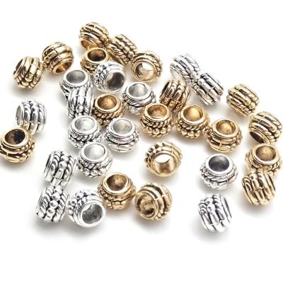 China 30pcs/lot Trendy 6*8mm Metal Zinc Alloy Spacer Three Layer Pole Flattened Beads Bead For DIY Bracelet Necklace Jewelry Findings Making for sale