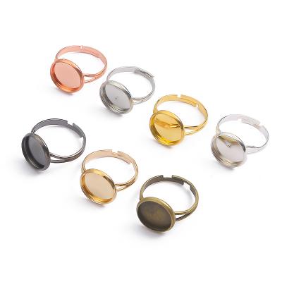 China White Adjustable Ring Base Fit Earring 10pcs Dia 8/10/12/14/16/18/20/25 Mm Cameo Glass Jewelry Cabochons Settings Tray DIY Making Ring for sale