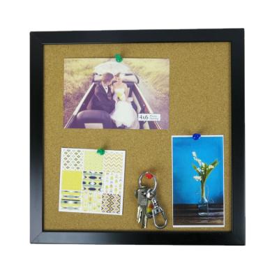 China 12 Square X12 Black Wall Plastic Framed Bulletin Boards Cork Board Tiles for sale