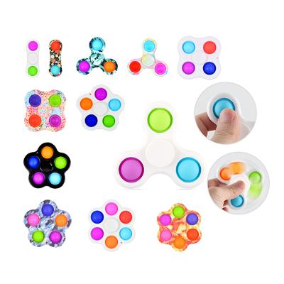 China Relieve Stress Amazon Hot Selling Colorful Finger Pops Bubble Stir Spinner Toys Silicone Release Stress Fingertip for Spinner Flying Spinner for sale