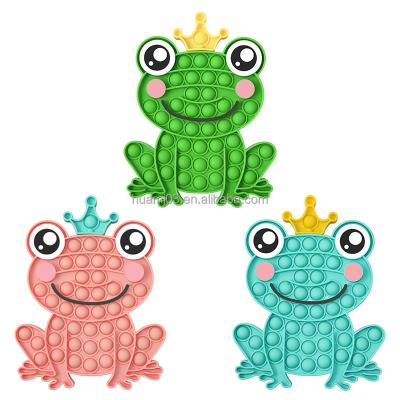 China Newest Release Effort HUAMJ Design Fairy Tale Frog Prince Popper Frog Wearing A Crown Creative Popper Popper Bubble Popper For Frog Wiggle Person Toys for sale