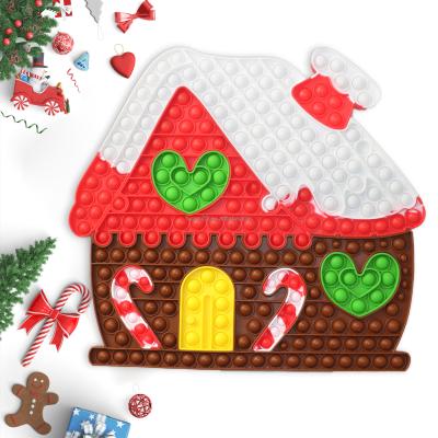 China Relieve Stress Wholesale 40cm Big Size Puzzle Press Christmas House Bubble Stir To Toy Decompression Silicone Christmas Popper Sensory Toys for sale