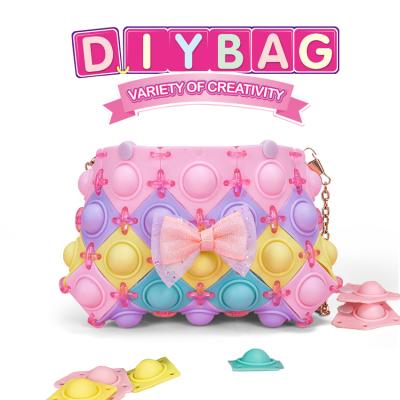 China Newest Fashion Hot Sale Gift Ideas Diy Assembled Colorful Cross - Body Bag Pushing Noises Stir Bubble Noise Shoulder Bag Shaker Toys For Diy Bag for sale