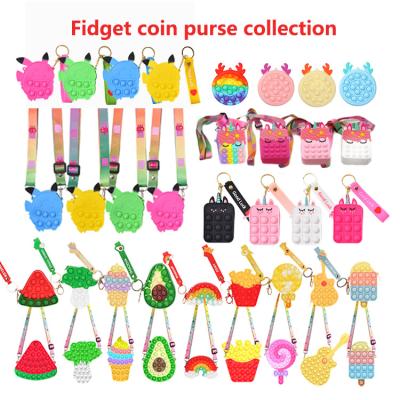 China Relieve New Creative Colorful Bubble Silicone Toy Easy To Carry Fidget Wallet Mickey Fidget Coin Purse Stress Decompression for fidgety person purse for sale