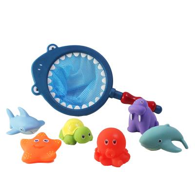 China Hot-selling Cute Bath Toy Children's Bathroom Toys Set For Kids Playing With Water And Water Spray Fishing Toys Animal Bath Toys for sale