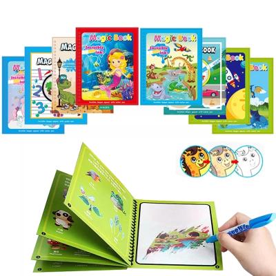 China Hot Selling Children's Cartoon Reusable Doodle Book Child Water Painting Manual Picture Book Coloring Magic Baby Magic Book For Drawing Toy for sale