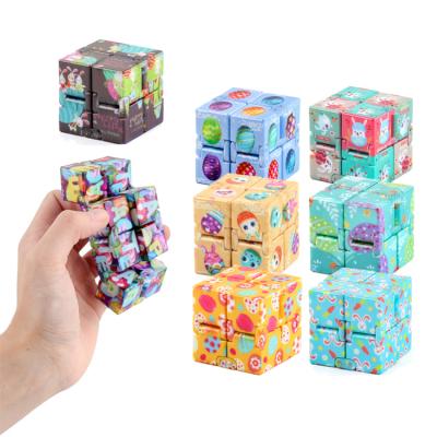 China 2022 New Easter Toy Colorful Decompression Children Fun Easter Theme Cube Bunny Eggs Infinity Cube Children's Party Gift Easter Infinity Cube for sale