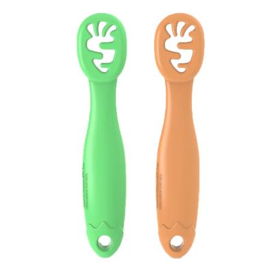 China Viable Wholesale Silicone Baby Tableware Spoon Dining Dish Food Grade Child Feeder Silicone Baby Training Spoon for sale