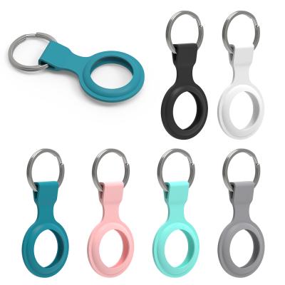 China 2021 Hot Selling Anti-drop Silicone For For Airtag Protective Slot Tracker Airtag Key Chain Holder For Apple Air Tags Case for sale