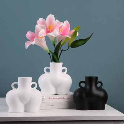 China Modern Popular Modern Creative Home Decoration Gift Human Body Ceramic Flower Vase For Office Living Room Decoration for sale